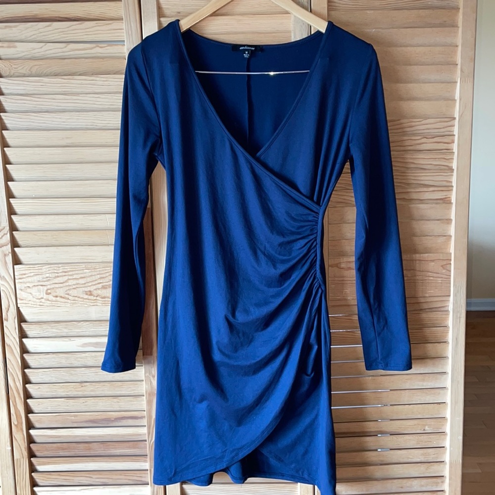 ambiance Mini Wrap Dress in Navy